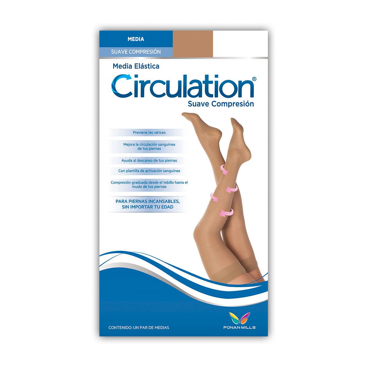 Media Elastica Suave Compresion Circulation Natural Chica-mediana