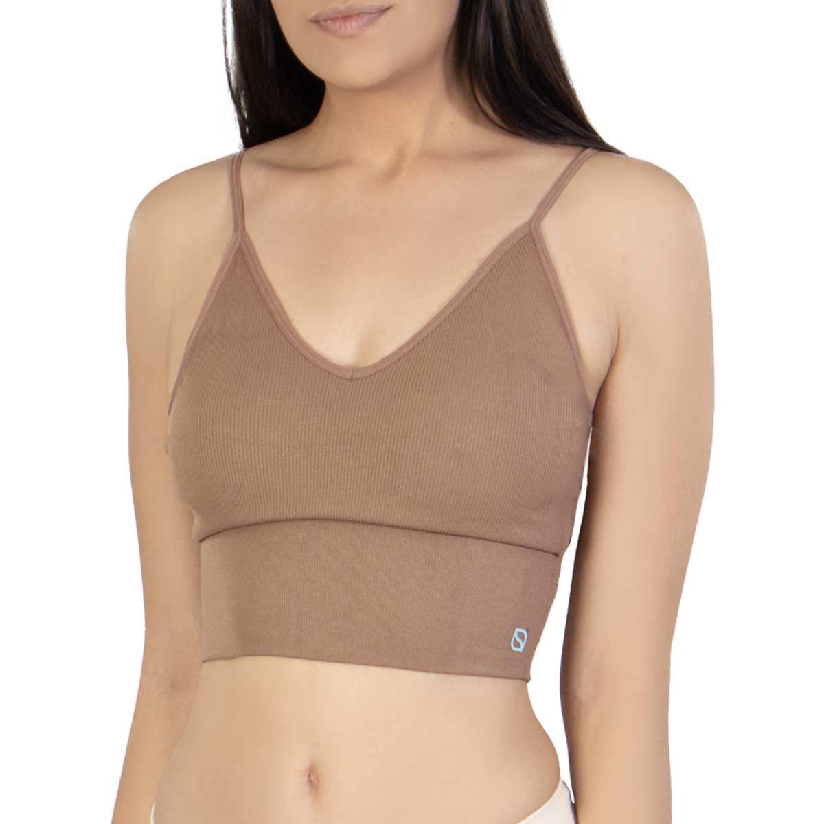 Top Stress Cero acanalado sin costuras modelo OH-TGTCD color café talla chica-mediana dama