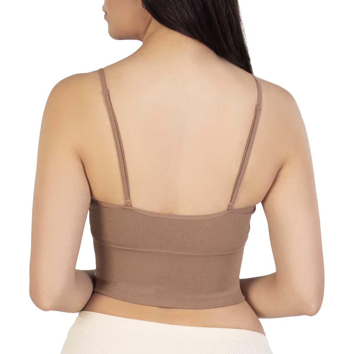 Top Stress Cero acanalado sin costuras modelo OH-TGTCD color café talla chica-mediana dama