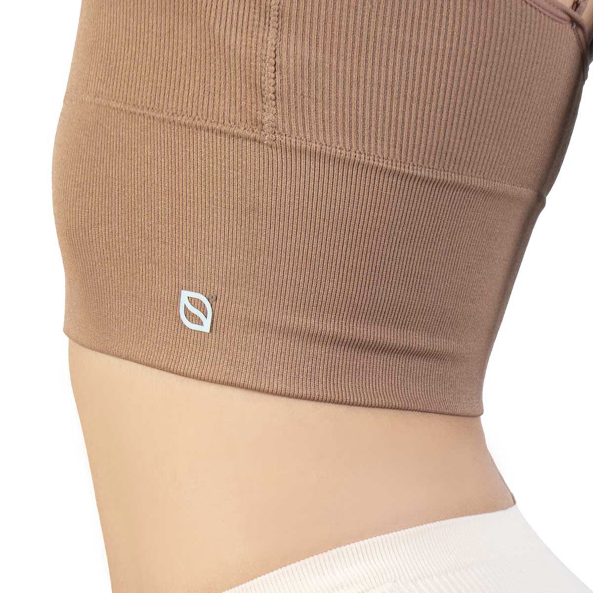 Top Stress Cero acanalado sin costuras modelo OH-TGTCD color café talla chica-mediana dama