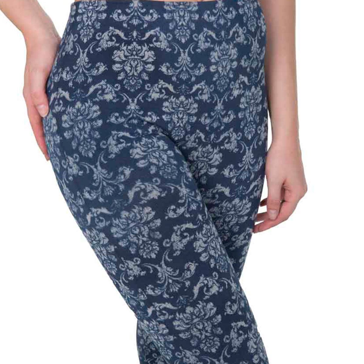 Leggin Oscar Hackman estampado retro OH-SZ14A color azul marino talla chica-mediana dama