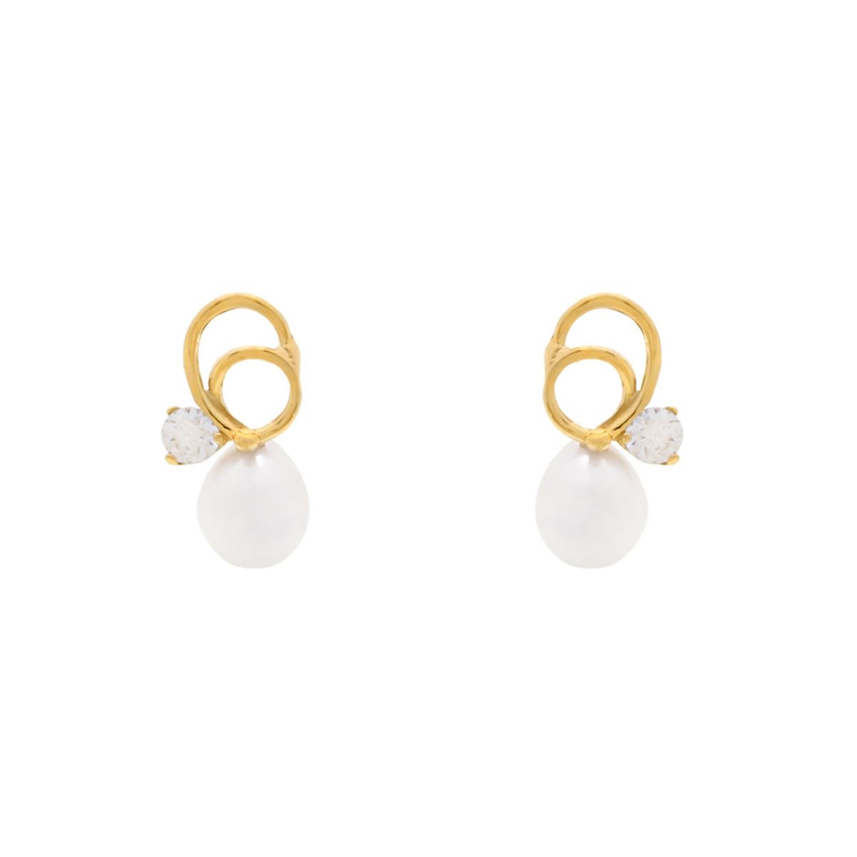 Aretes con Perla Oro 14K Roca