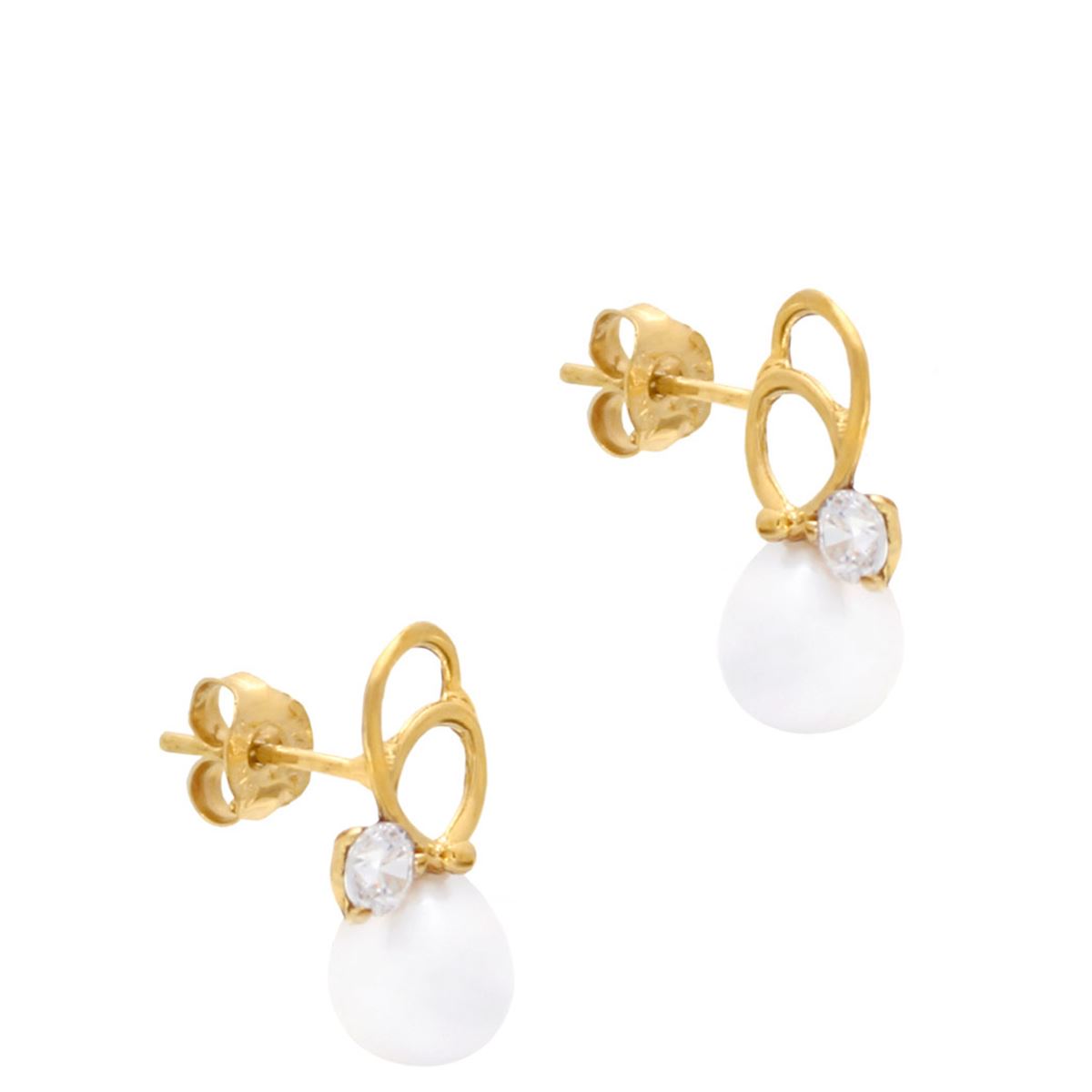 Aretes con Perla Oro 14K Roca