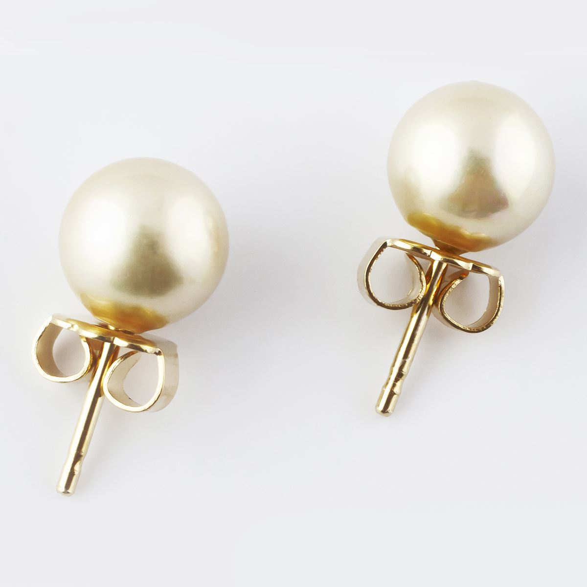 Aretes Perla Nácar 8mm Chapa Madreperla