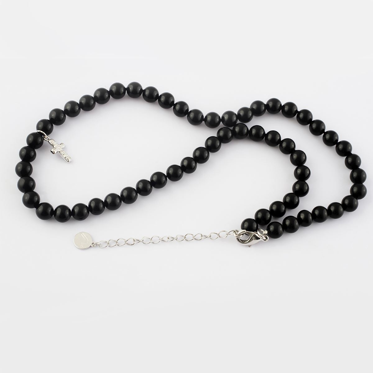 Collar Perla Negra 8mm Rodio Madreperla