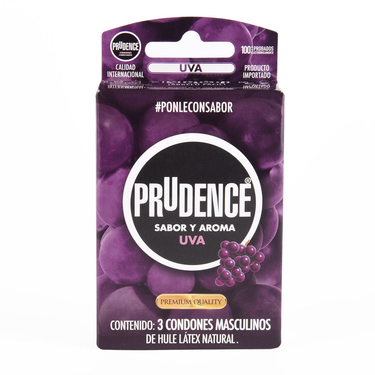 Preservativos Prudence Sabor y Aroma Uva Caja con 3 Condones