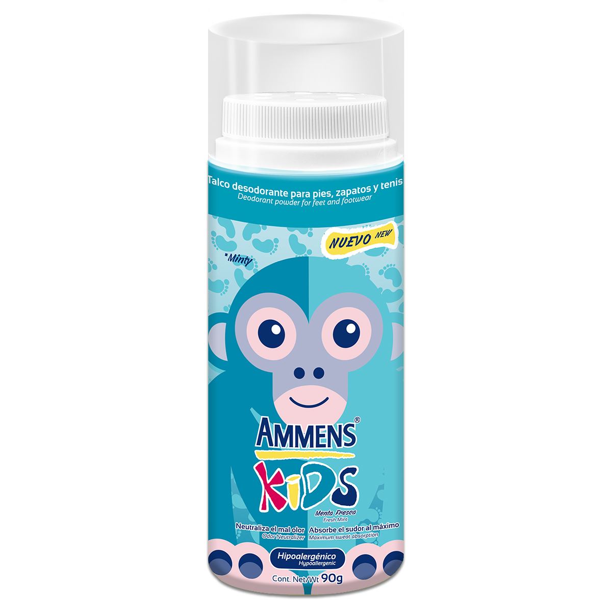 Talco Desodorante Para Pies Ammens Kids Menta Fresca 90gr