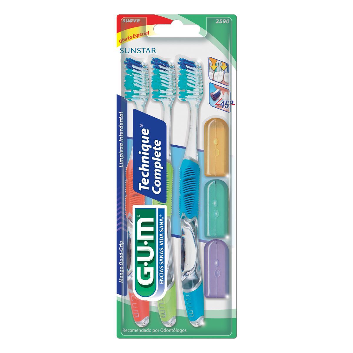 Cepillo Dental Ad Gum 3 Pack Technique Complete C/3 Tapas
