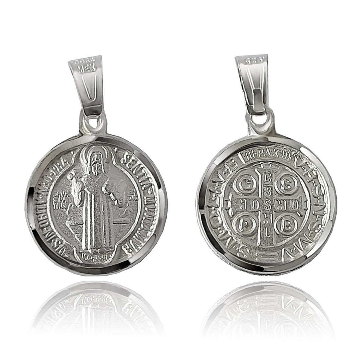 Medalla San Benito Con Cadena, En Plata 925 Y Oro