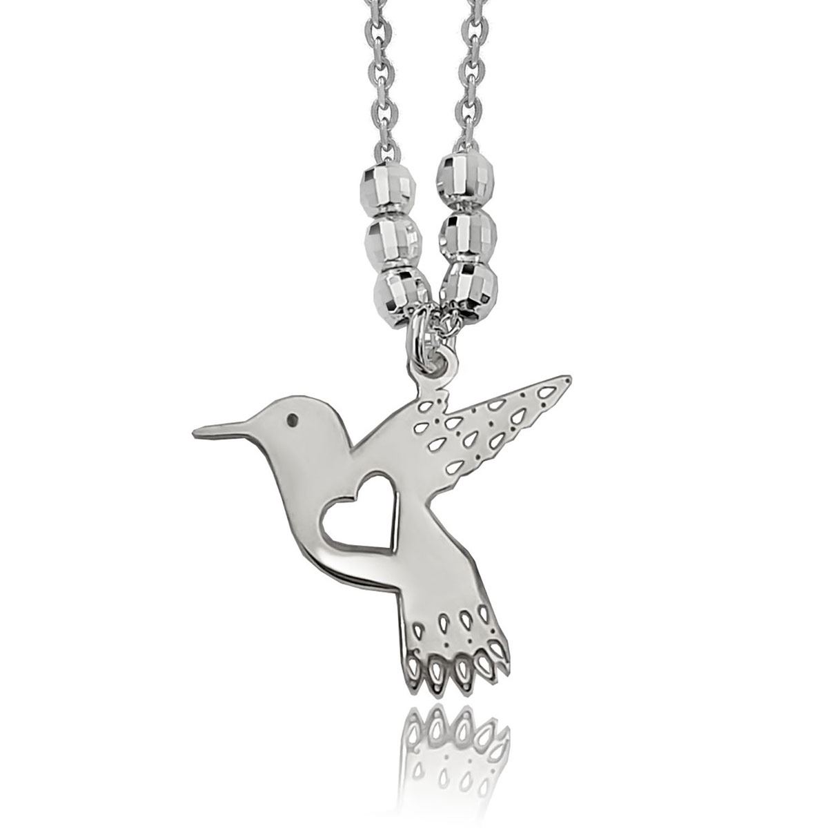 Collar Colibrí Con Cadena 45 Cm Plata .925