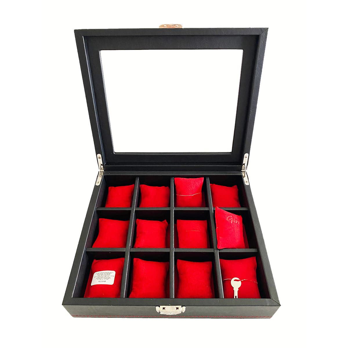 Relojero para 12 relojes exterior de piel color negro