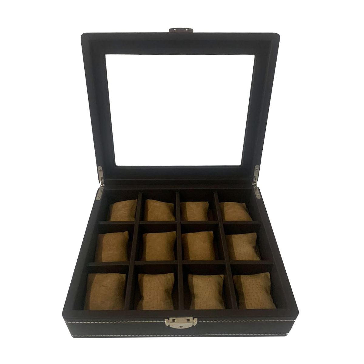 Relojero para 12 relojes exterior de piel color café