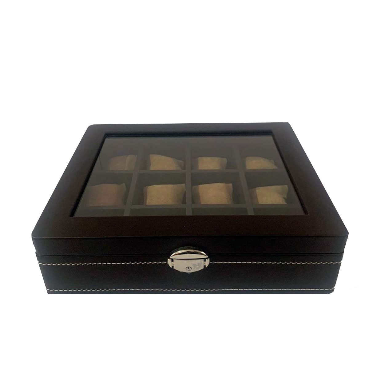 Relojero para 12 relojes exterior de piel color café