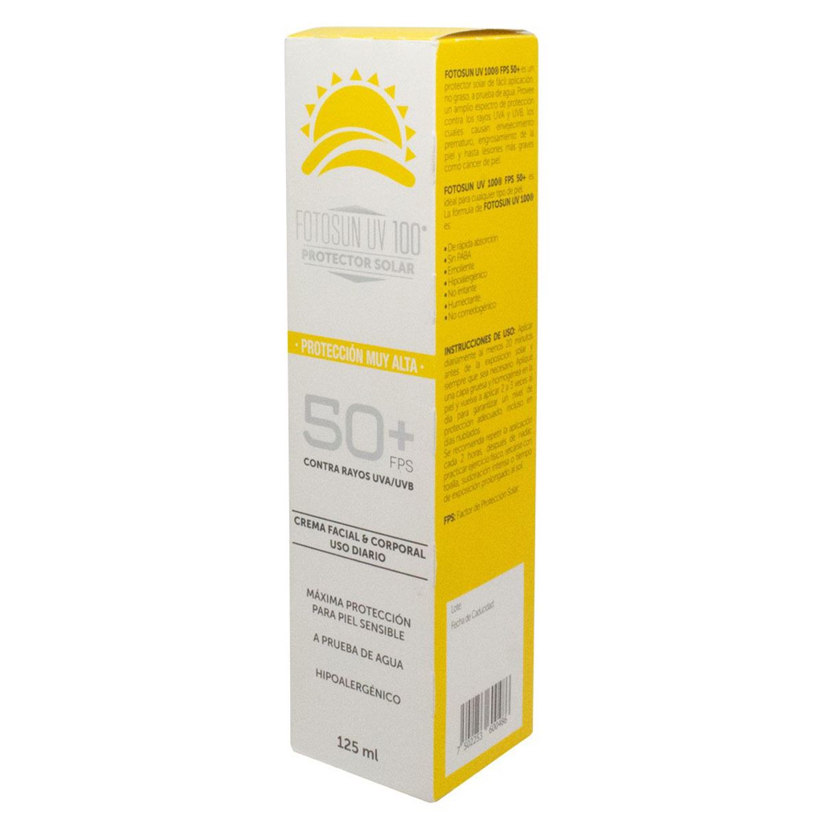 Fotosun UV 100 FPS 50+ Crema , tubo/125 ml sin aroma