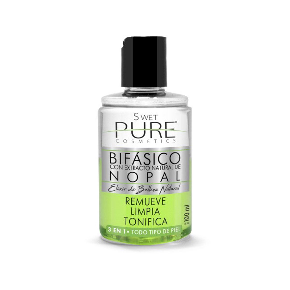 Desmaquillante Bifasico con Extracto Natural de Nopal S-Wet Pure Cosmetics