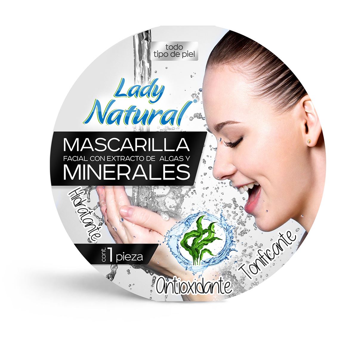 Mascarilla facial lady natural con extracto de algas y minerales