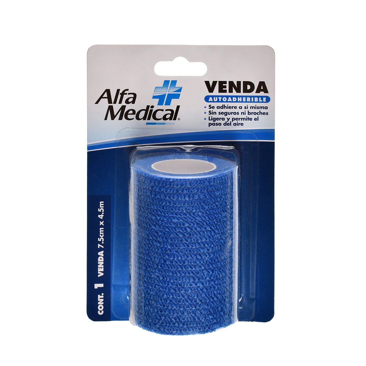 ALFA MEDICAL  VENDA AUTOADHERIBLE 7.5 CM X 4.5 MT / NEGRA