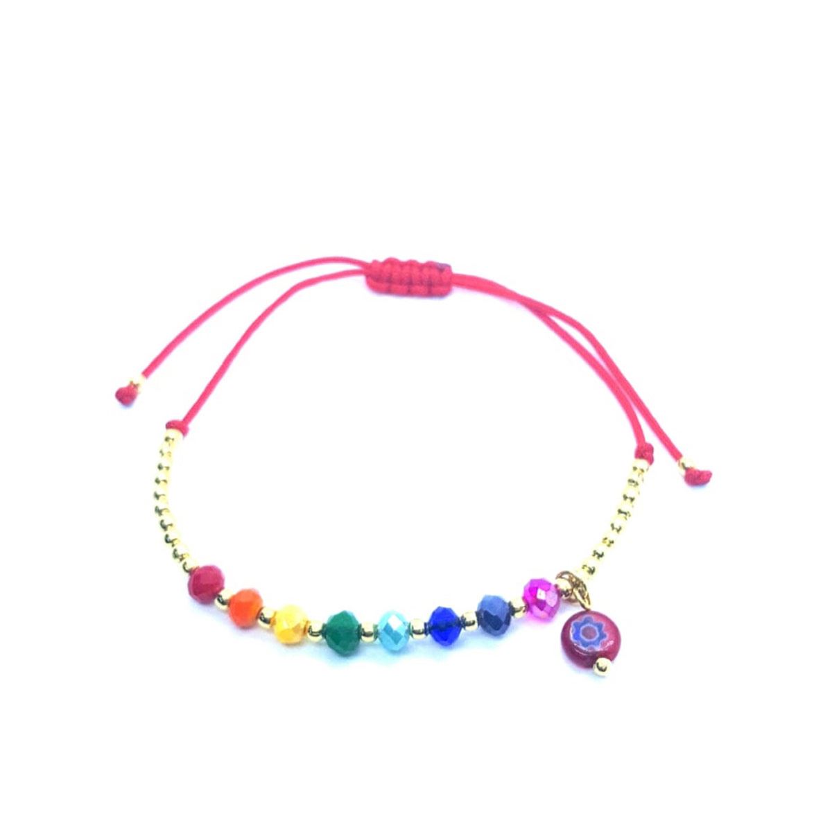 Pulsera de hilo rojo con dije con piedras multicolor Accesorios Divertidos
