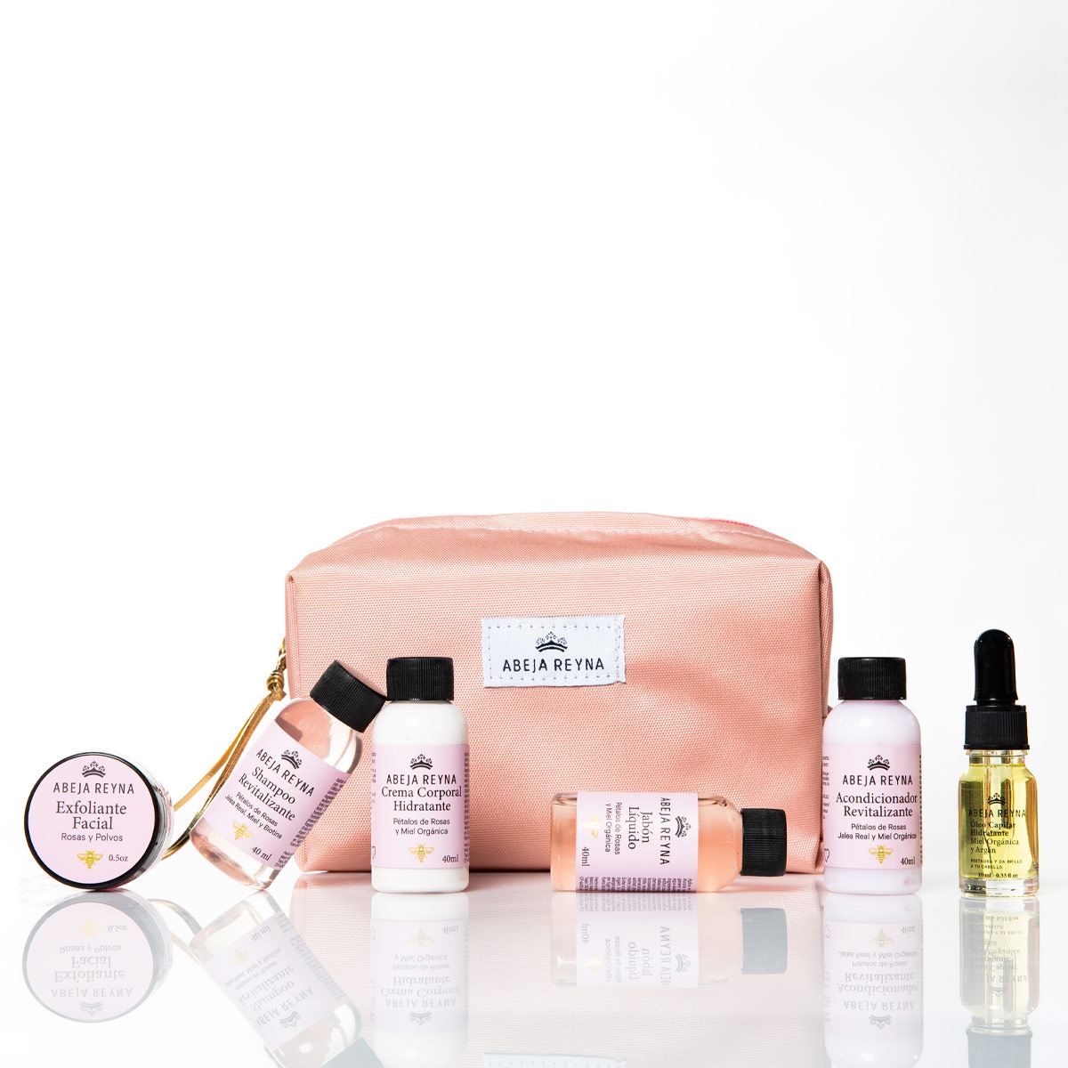 Cosmetiquera de Cuidado Capilar y Facial Rosas y Miel con 7pzs