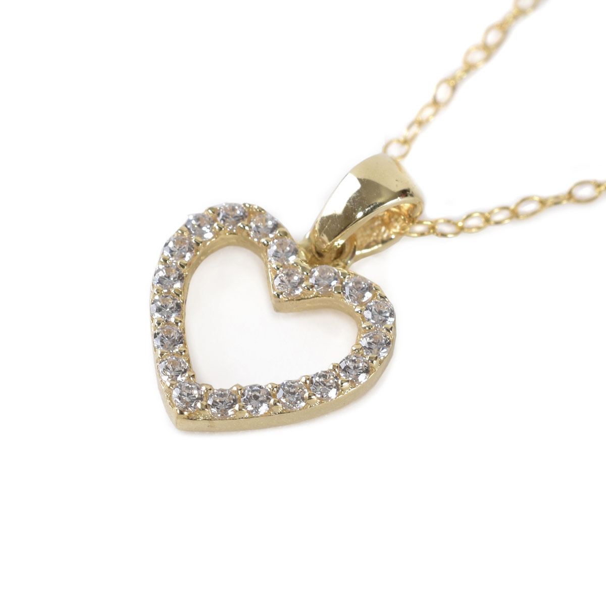 Dije de Corazón con Zirconia y Cadena de Oro Amarillo DobleO