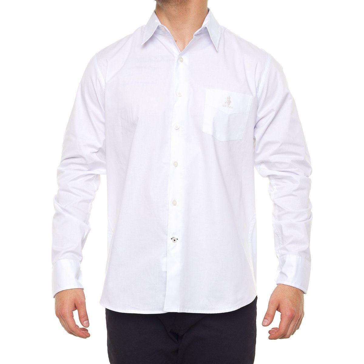 Camisa Polo Club Diseño Liso Blanca (Talla M)