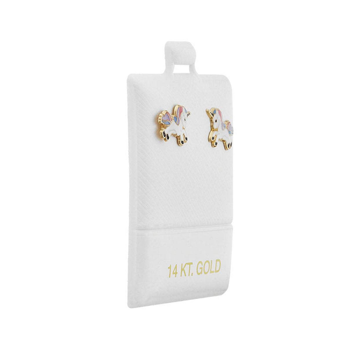 Broquel de oro de 14 k Unicornio Arcoiris