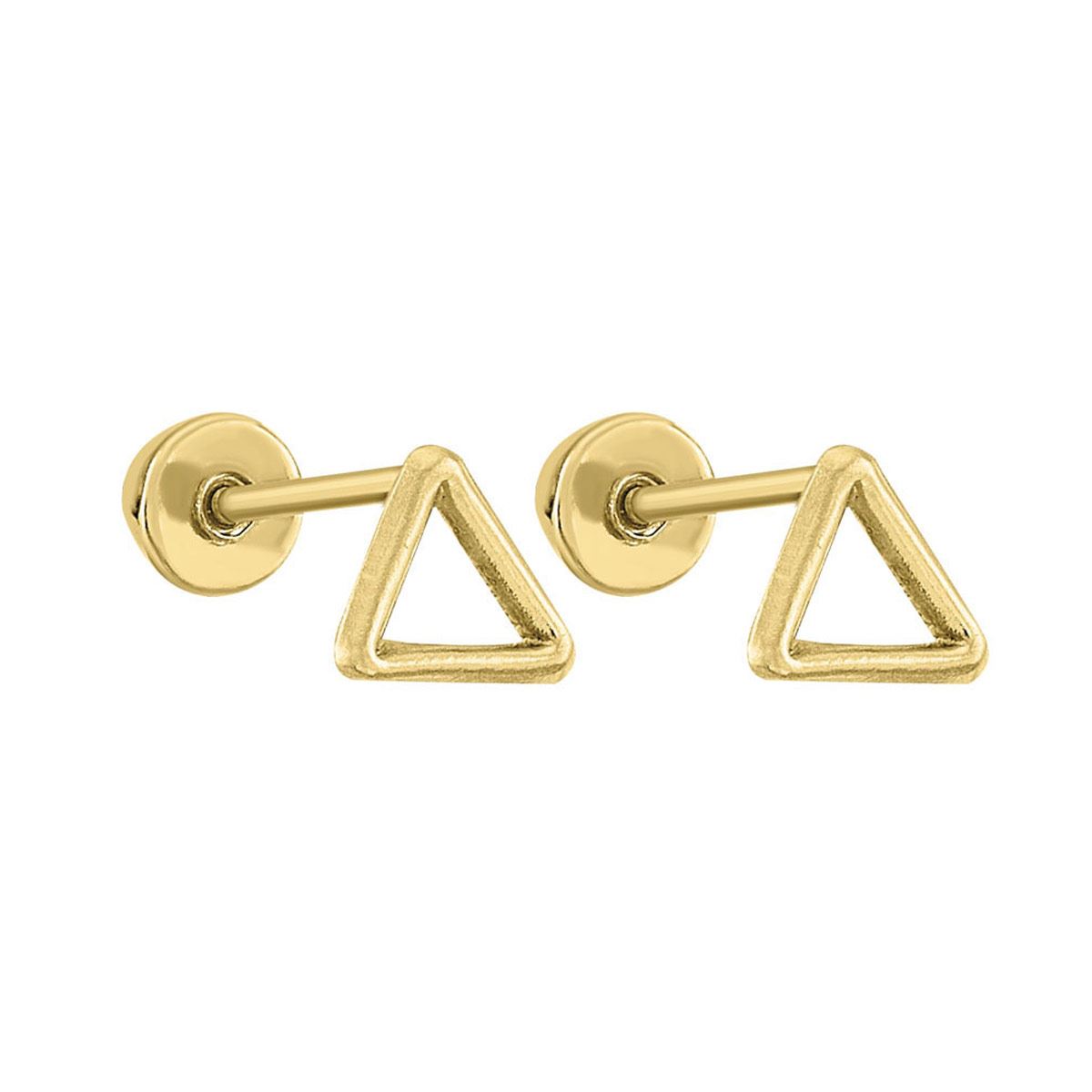 Aretes Silueta triángulo de oro de 14 k