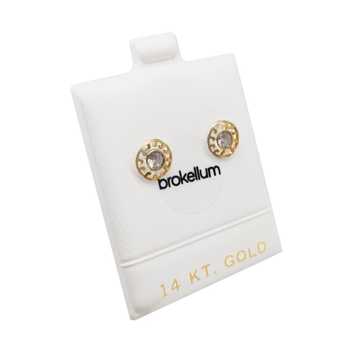 Broquel 14k Grecas 3D Redondo