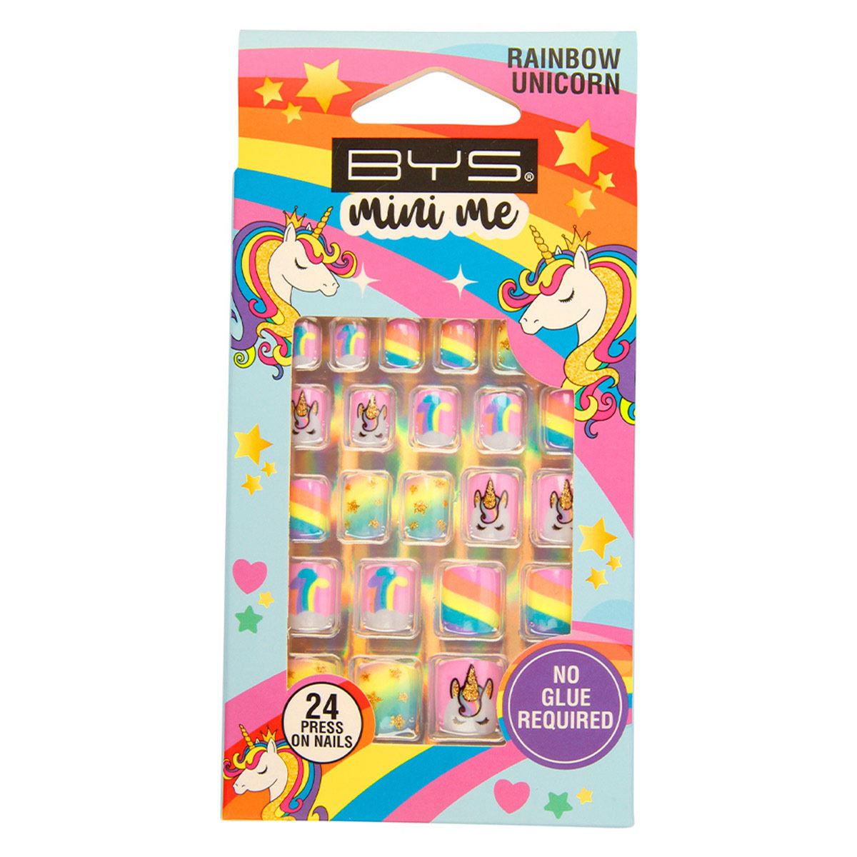 Uñas Decoradas 24 Piezas Rainbow Unicorn BM001 Bys Mini Me
