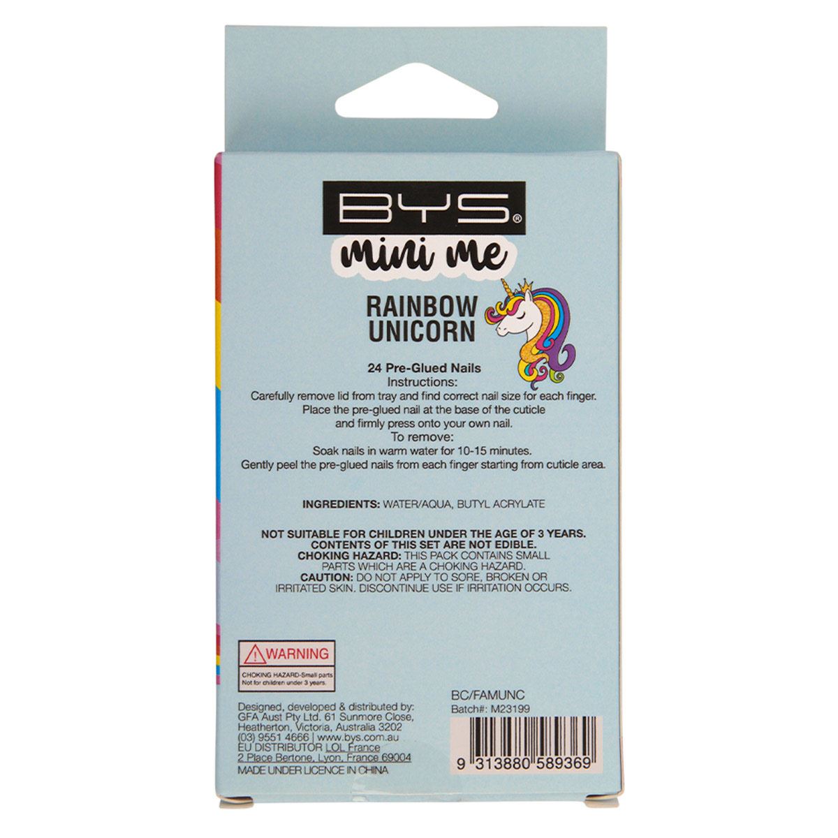 Uñas Decoradas 24 Piezas Rainbow Unicorn BM001 Bys Mini Me