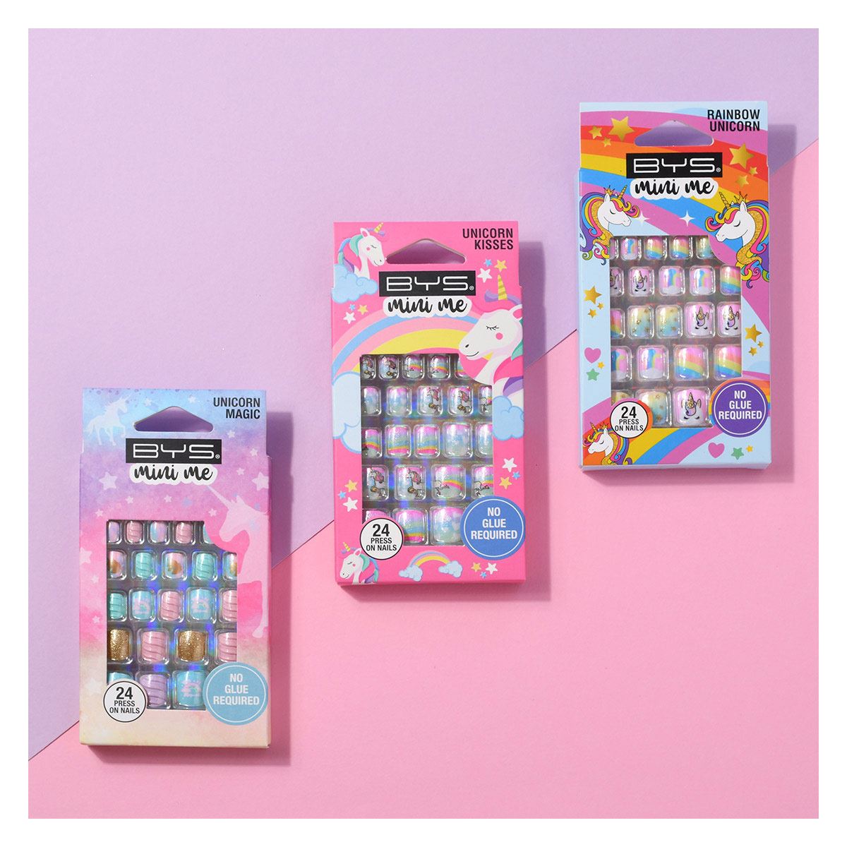 Uñas Decoradas 24 Piezas Rainbow Unicorn BM001 Bys Mini Me