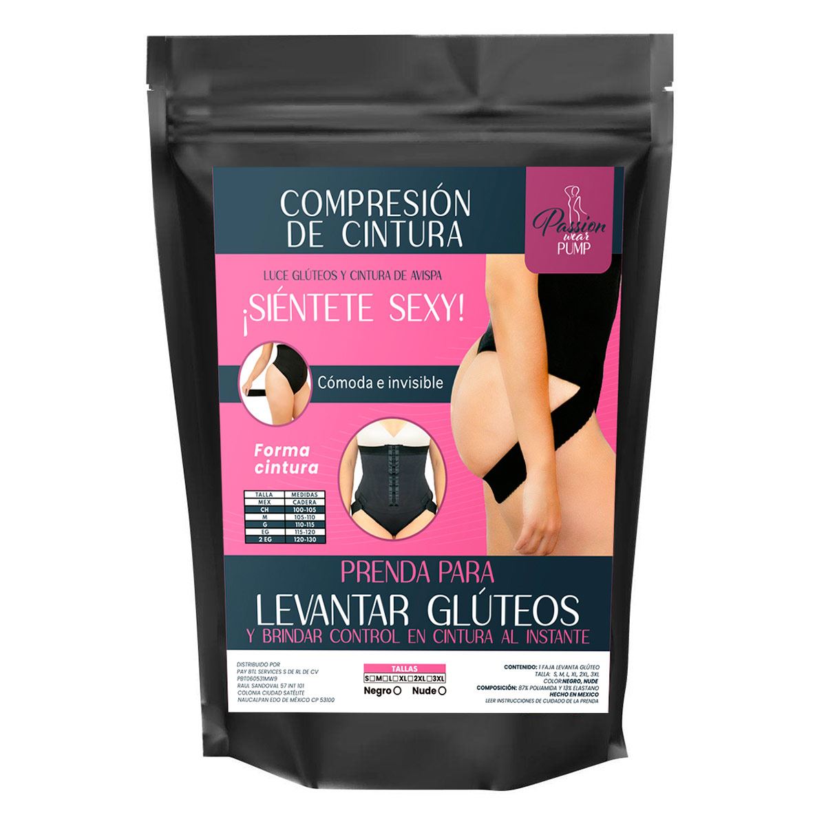 Faja Panty Passion Wear Pump Negro Cintura Alta Levanta Glúteos