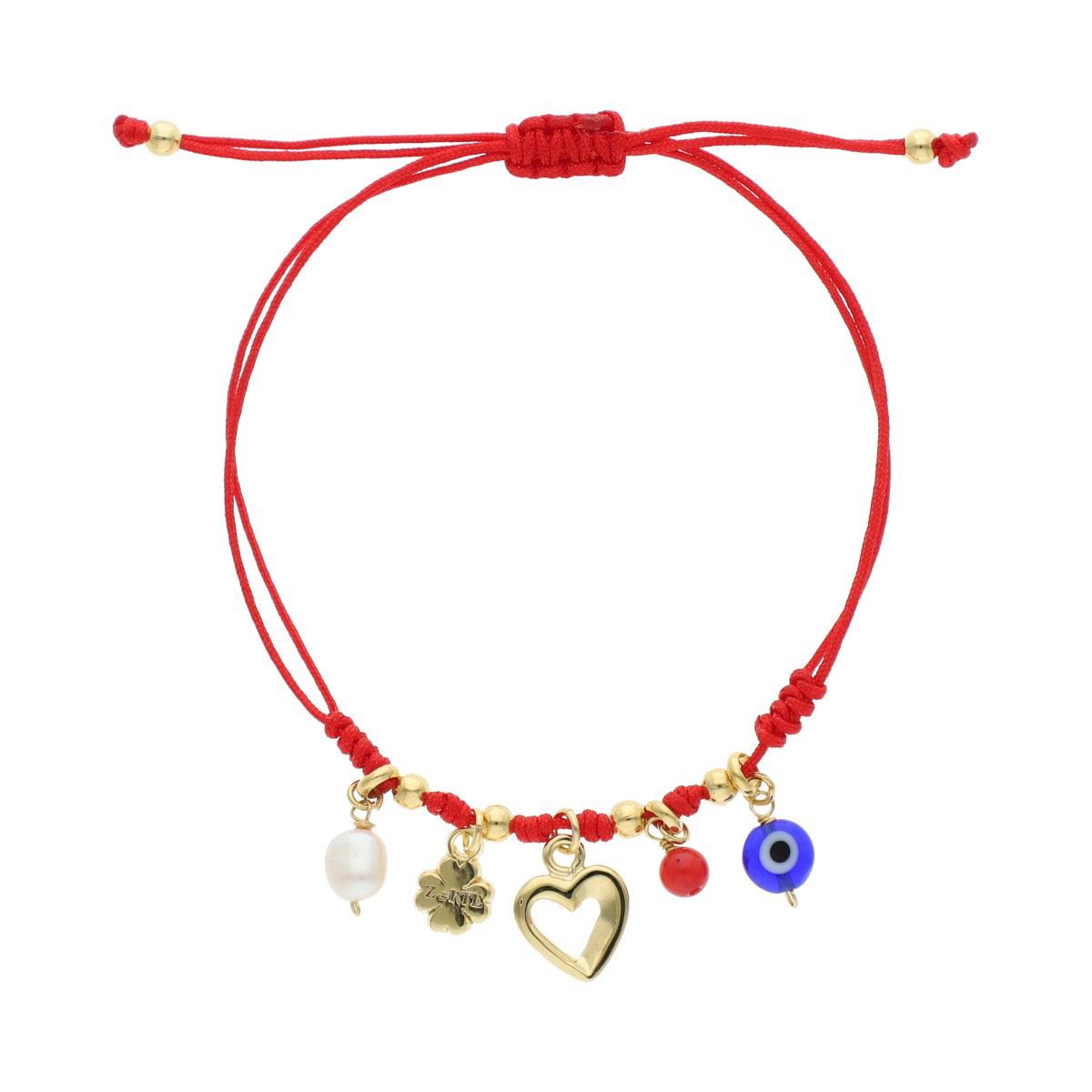 Pulsera Hilo Rojo y Ojo Turco Jade Chapa de Oro 18K Zorte