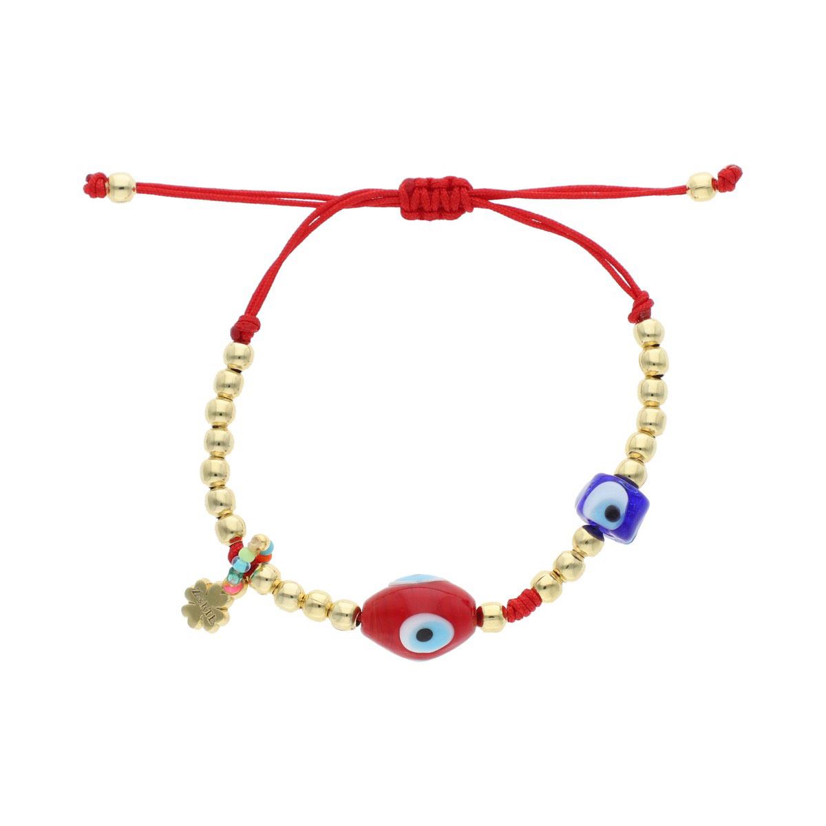 WEVENI Bracciale Occhio Turco In Acciaio Inox Con Placcatura Oro 18k - Portafortuna Per Donne