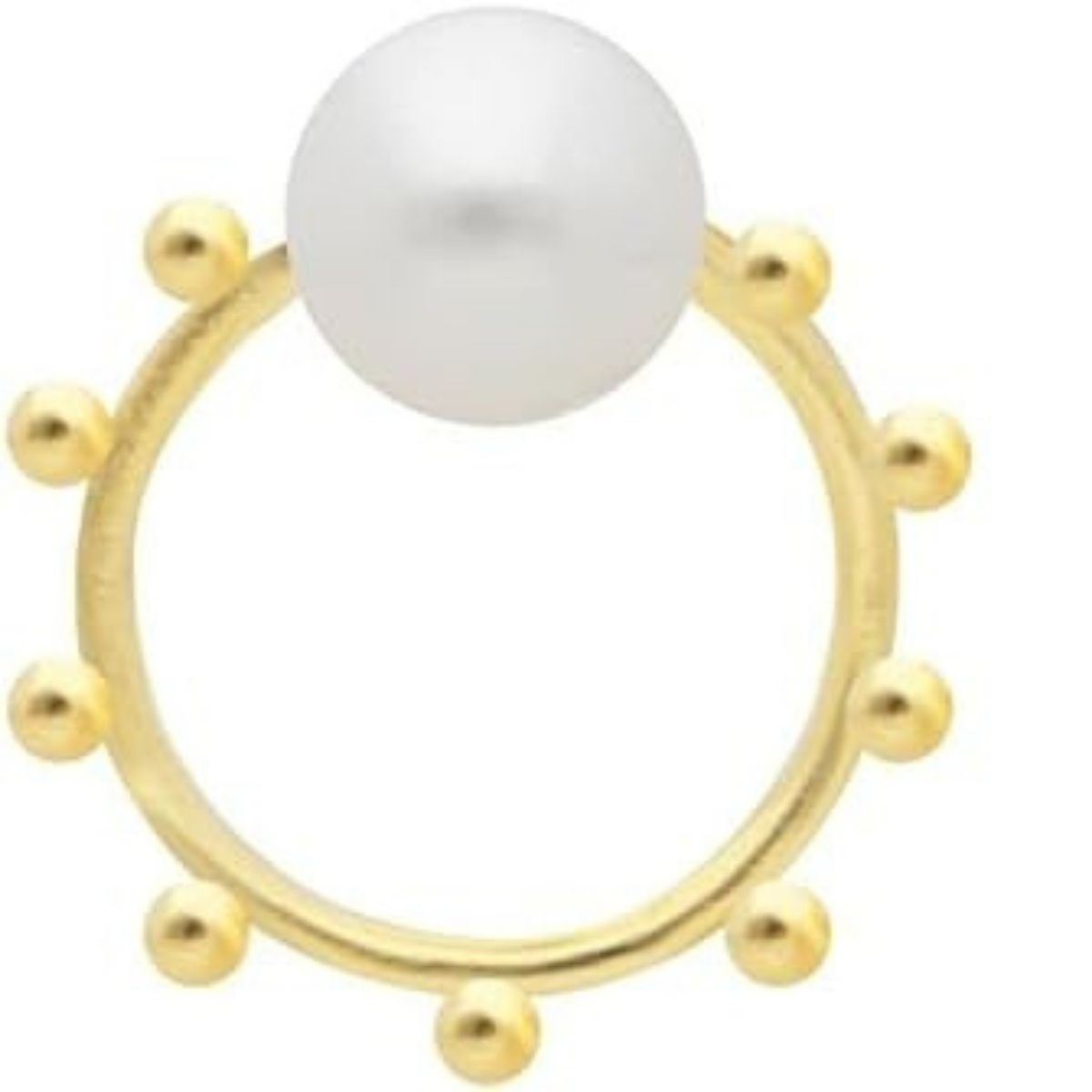 Aretes Tipo Aro con Perla de Rio Baño de Oro 5 Micras Ablime