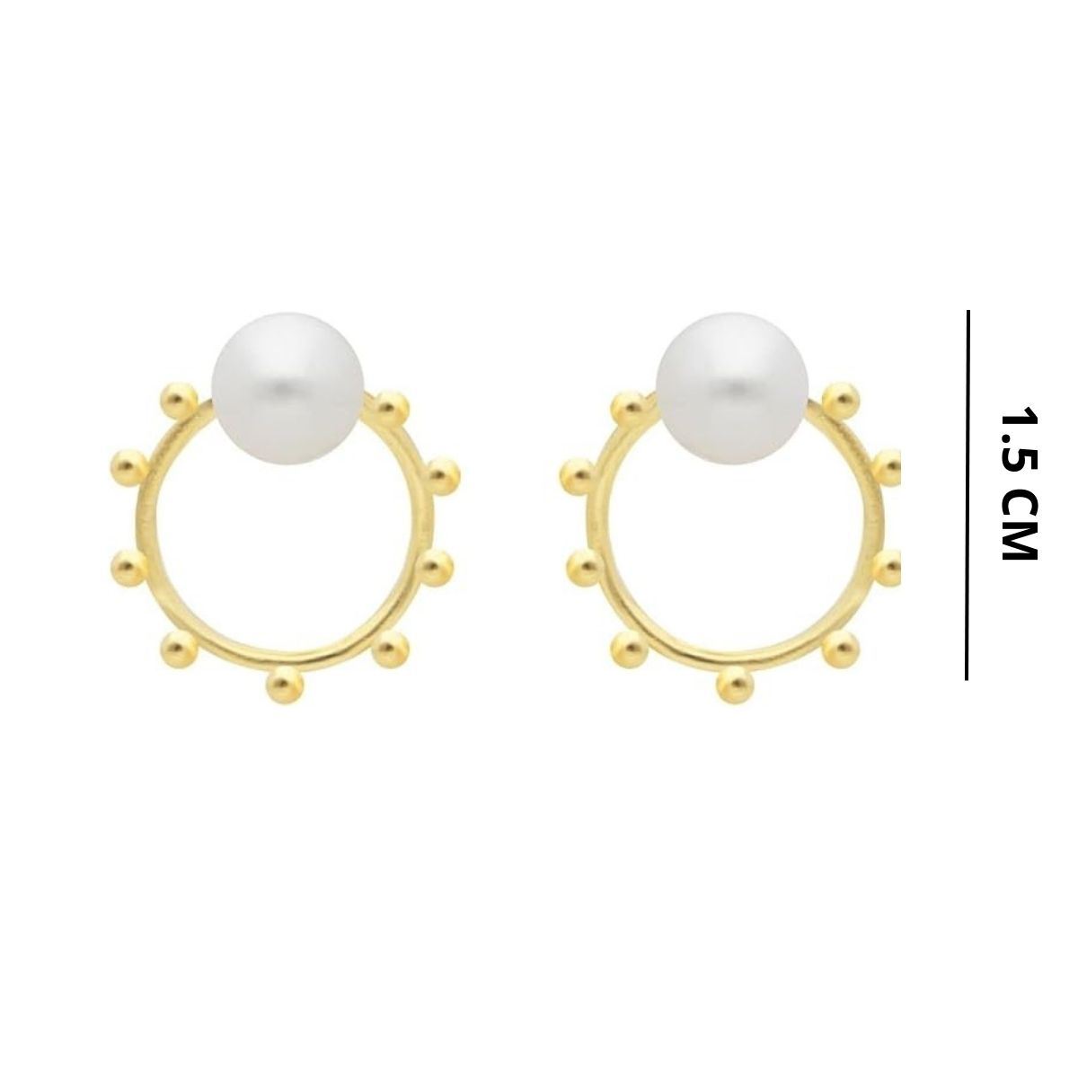 Aretes Tipo Aro con Perla de Rio Baño de Oro 5 Micras Ablime