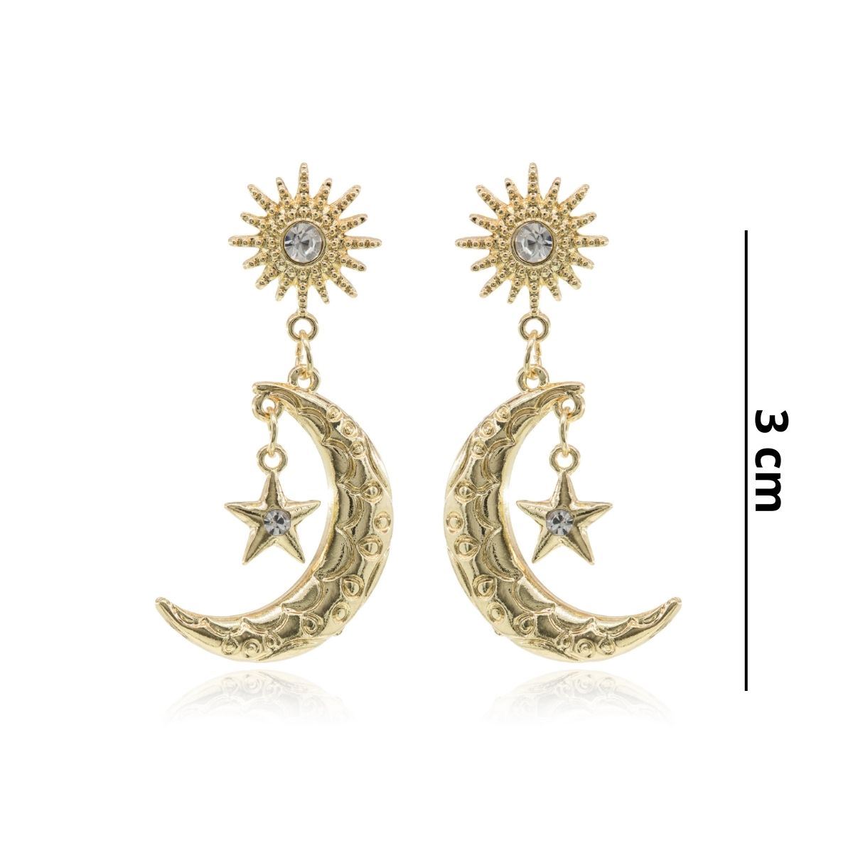 Aretes Sol y Dije de Luna con Estrella con Cristales Parisa