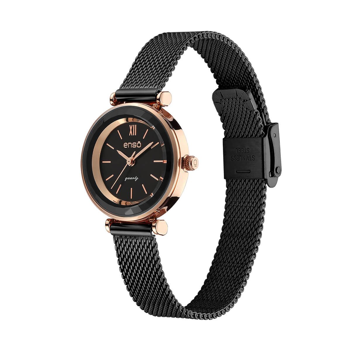 Reloj de pulsera Enso casual para dama negro EW9431L3