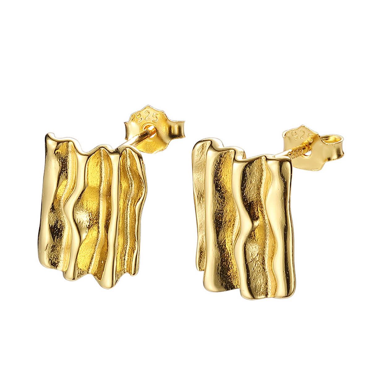 Aretes Cuadrados Plata .925 Dorado ESE015G Enso