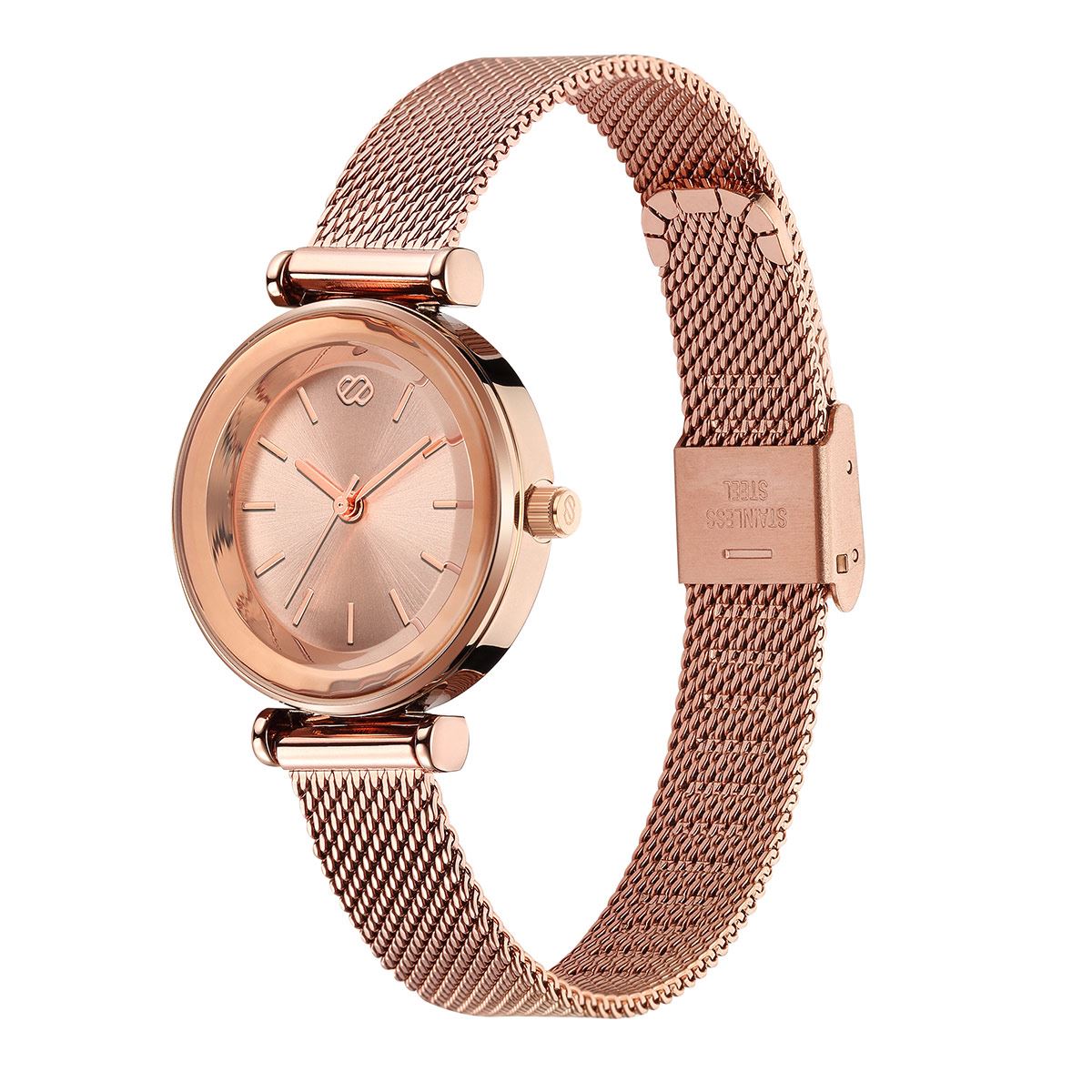 Reloj De Pulso Para mujer Enso De Mesh Color Rosado