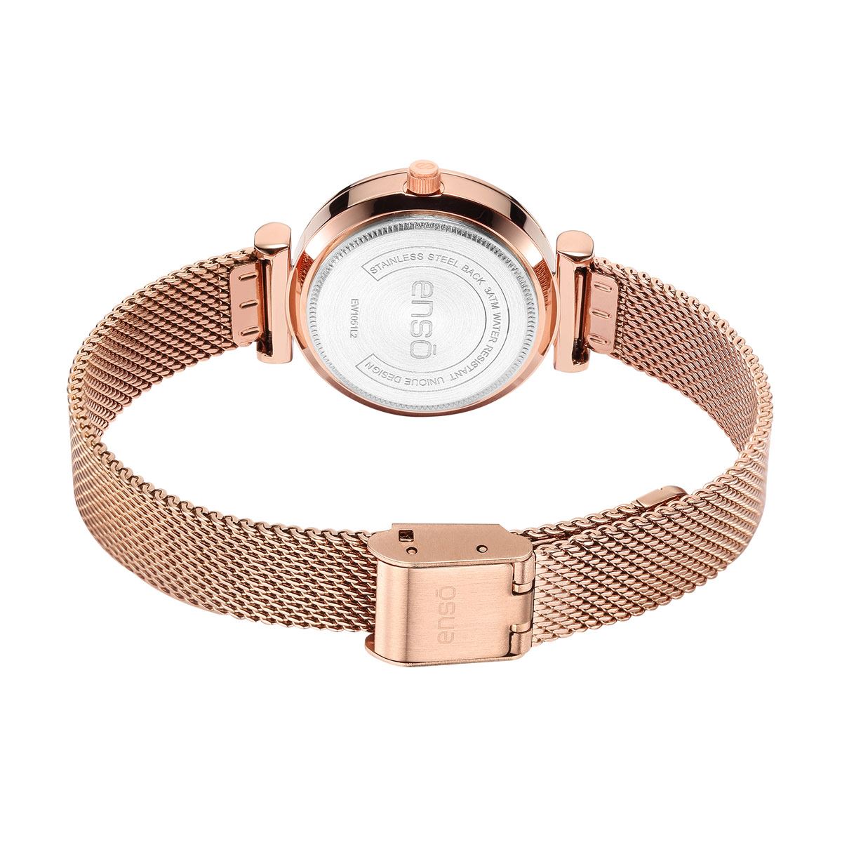 Reloj De Pulso Para mujer Enso De Mesh Color Rosado