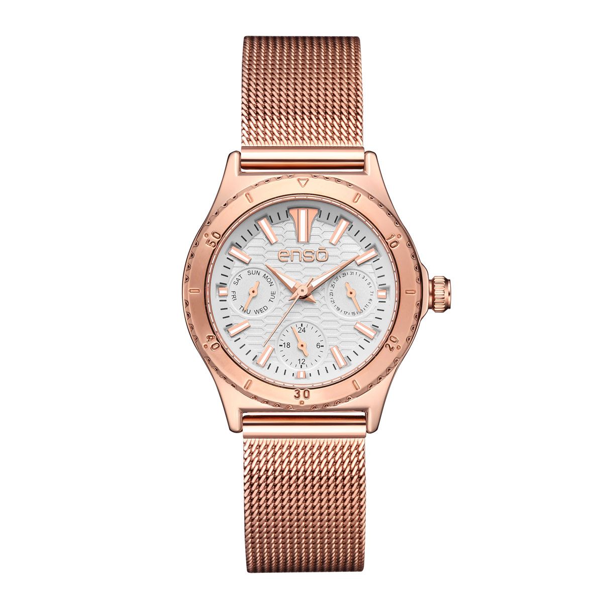 Reloj Para mujer De Pulso Enso De Mesh Color Rosado