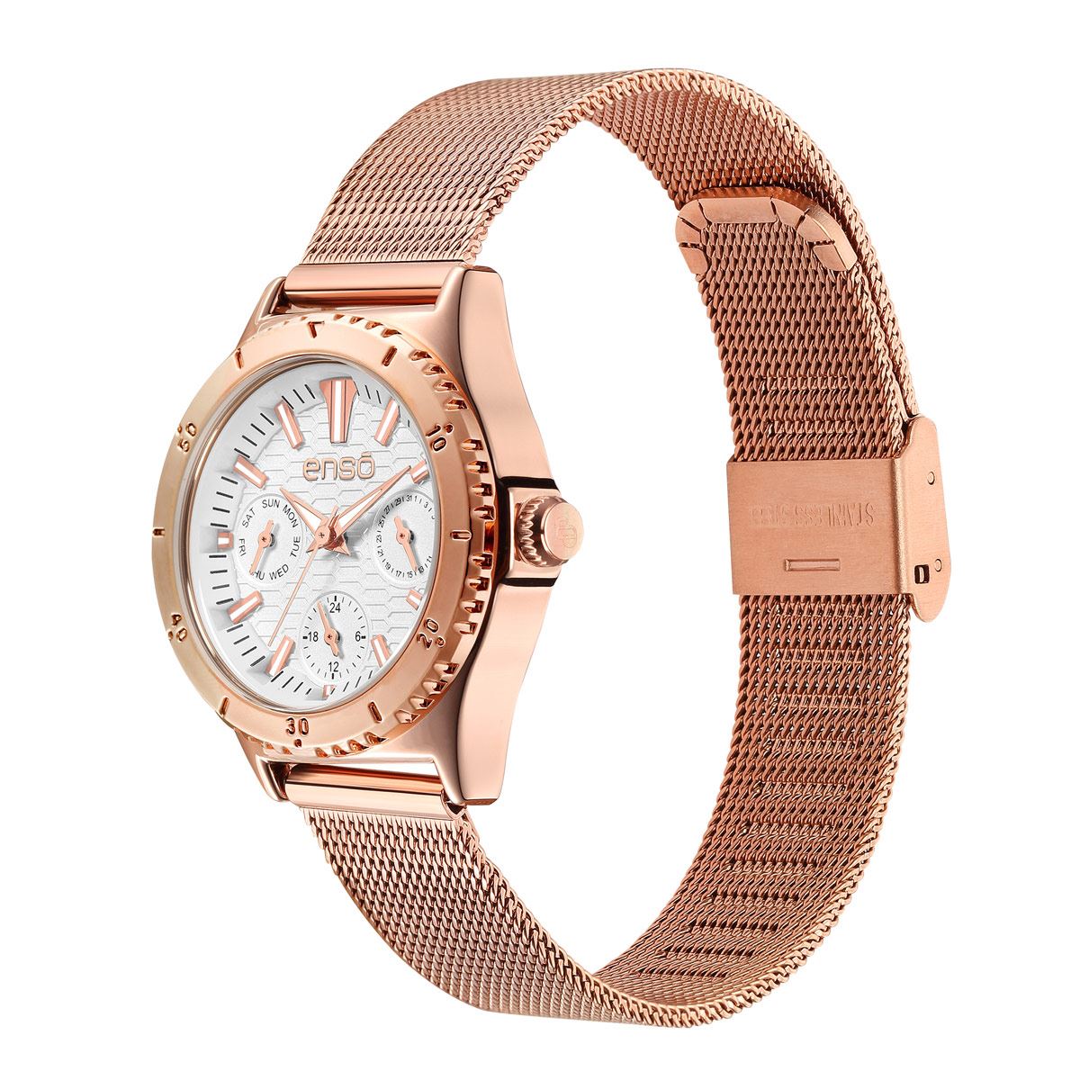 Reloj Para mujer De Pulso Enso De Mesh Color Rosado