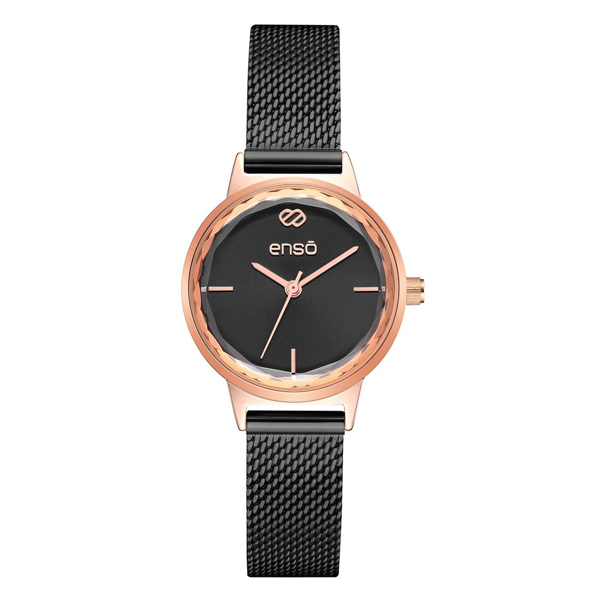 Reloj Para Mujer De Pulso Enso De Mesh Color Negro
