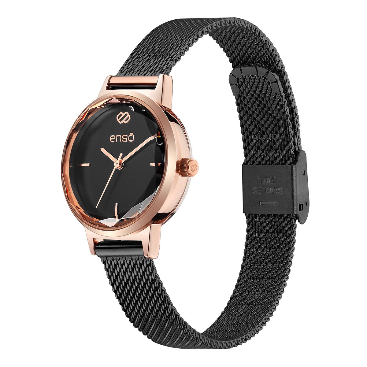 Reloj Para Mujer De Pulso Enso De Mesh Color Negro