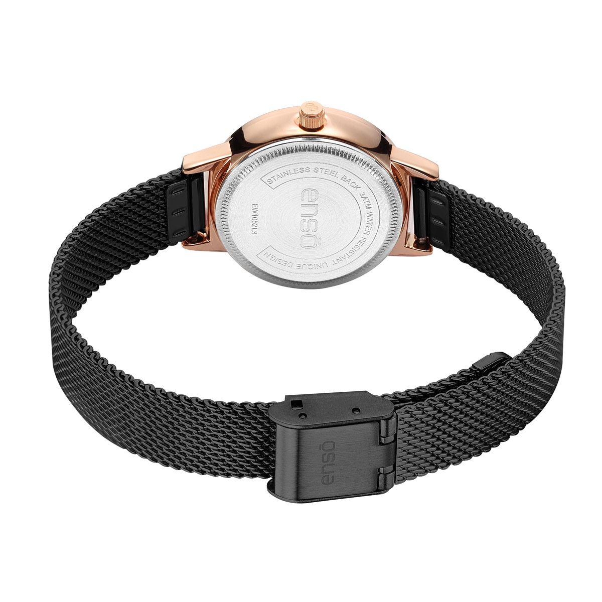 Reloj Para Mujer De Pulso Enso De Mesh Color Negro