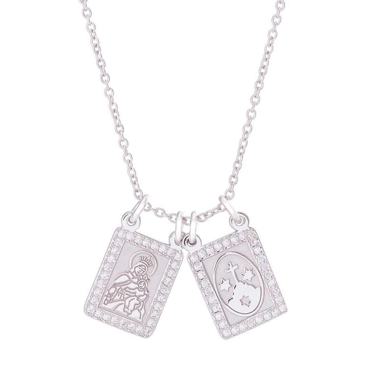 Escapulario de la Virgen del Carmen marco de circonias plata