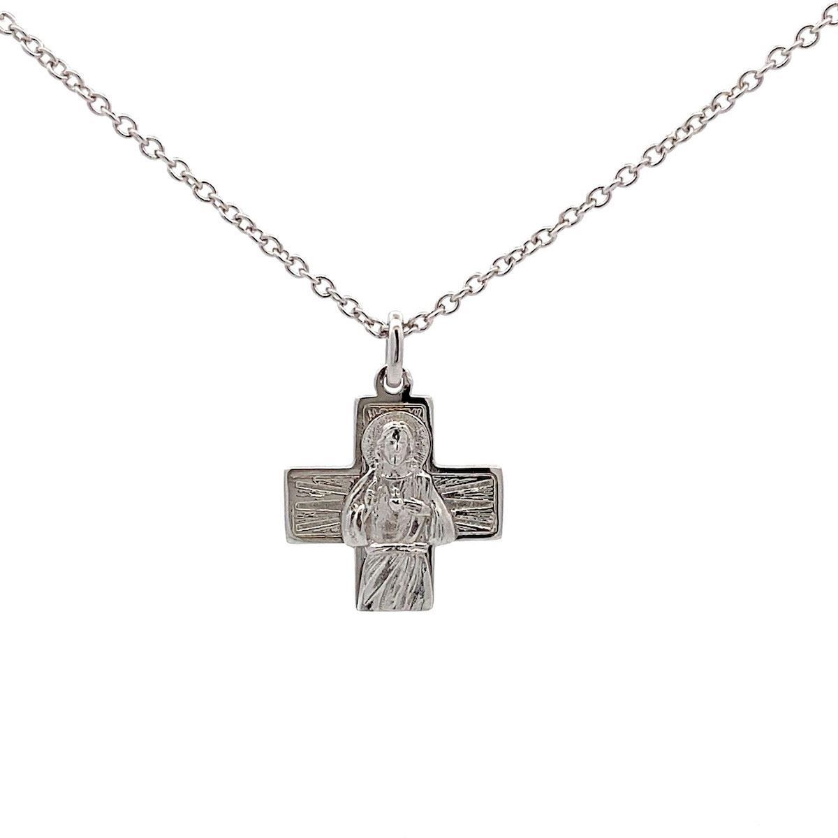 Cruz del Sagrado Corazón de Jesús plata