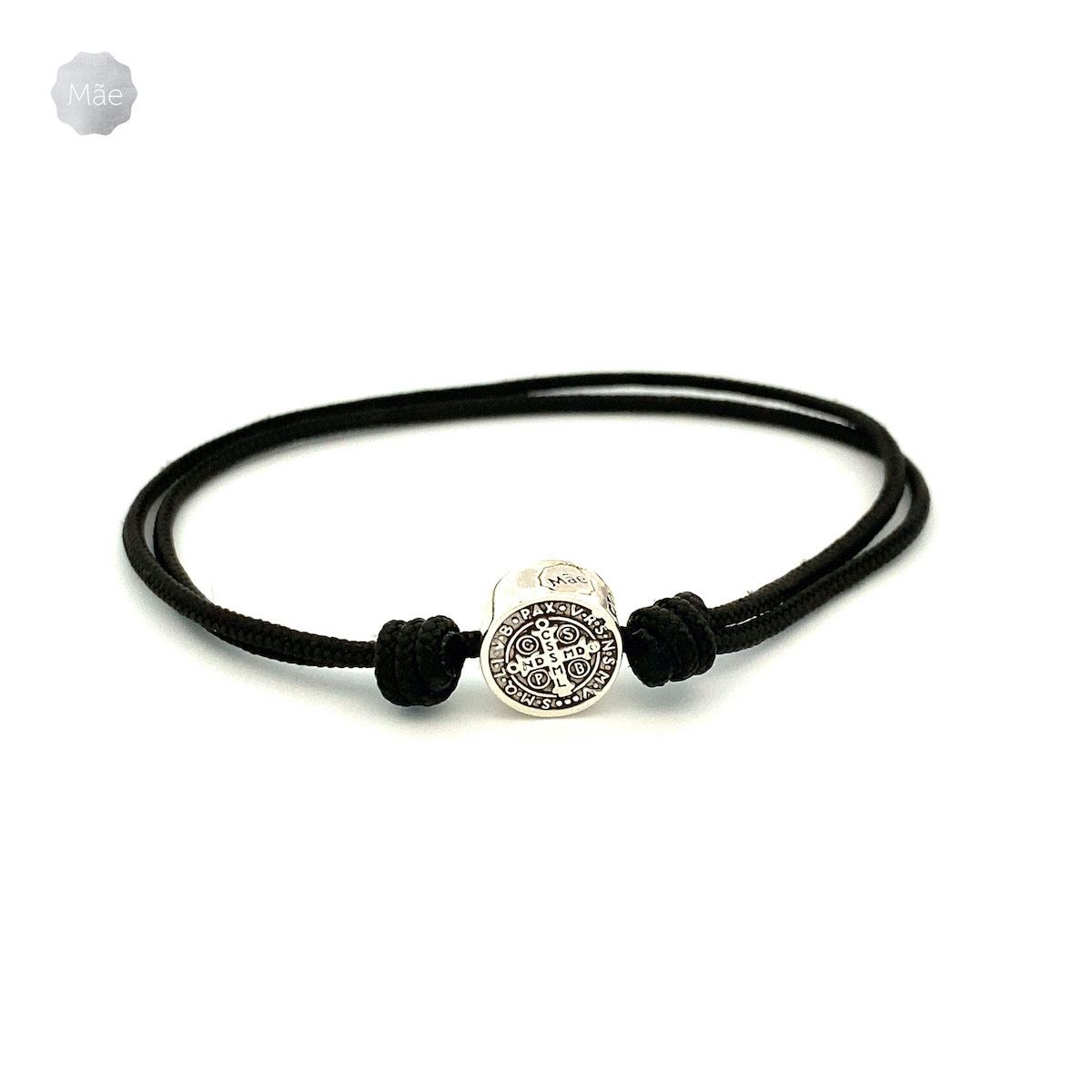 Pulsera con la medalla de San Benito cordon negro