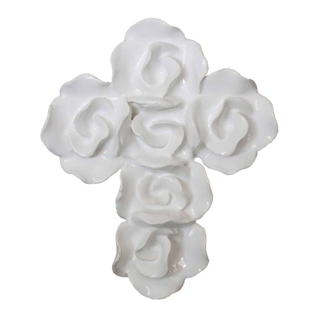 Cruz de cerámica MAE  flores tamaño chica